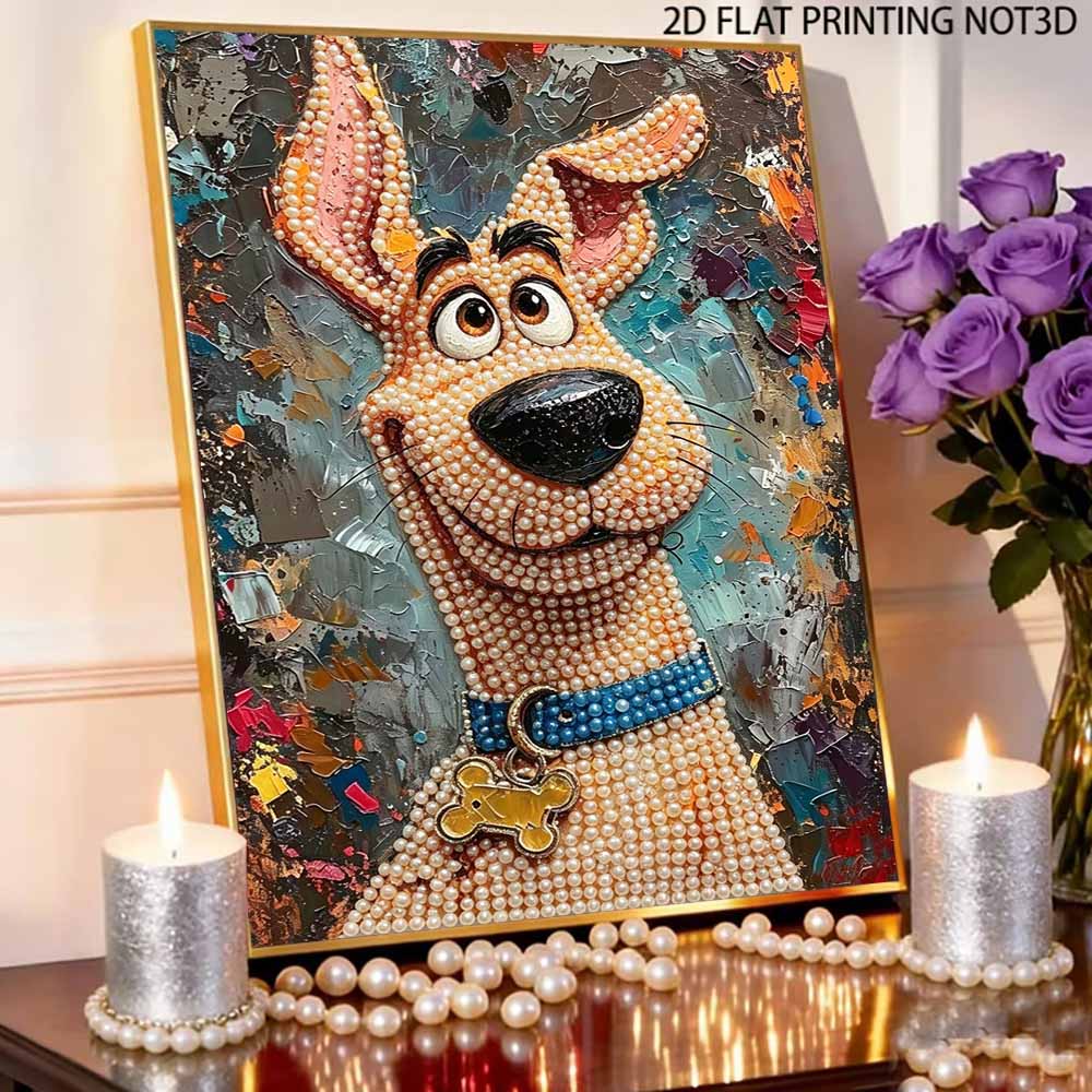 DIY Pearl Painting Canvas Cartoon Dog Portrait 3D Bead Art Kit Relaxing Handmade Craft Home Wall Decor Unique Personalized Gift