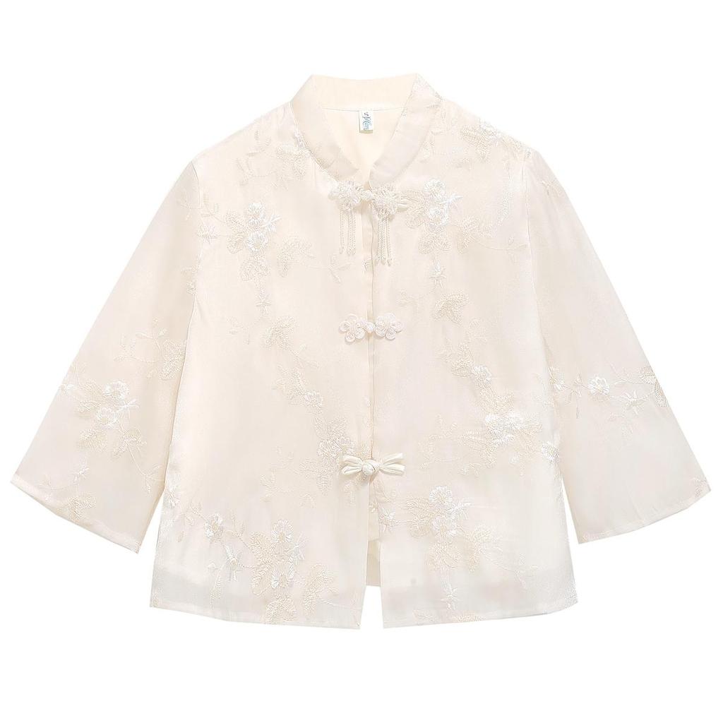 New Summer Fashion Chinese Style Embroidery Chiffon Blouse Shirt Women Tops Blouses Shirts J330