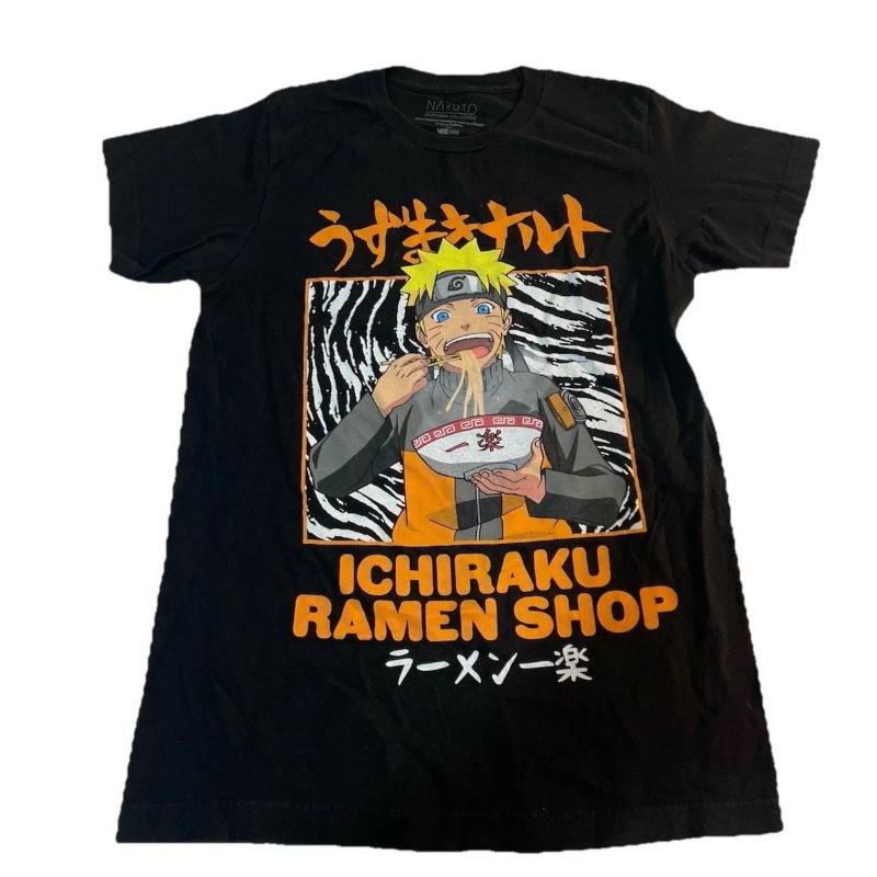 Vintage 2007 Naruto First-class Ramen Shop Anime Flat T-shirt 2025 Summer New Retro Men and Women Streetwear