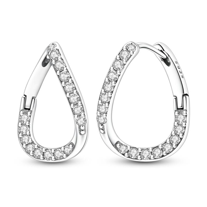 

925 Sterling Silver Sparkling Water Drop Earrings Cubic Zirconia Paved Dangle Earrings for Women Girls Wedding Jewelry Gift