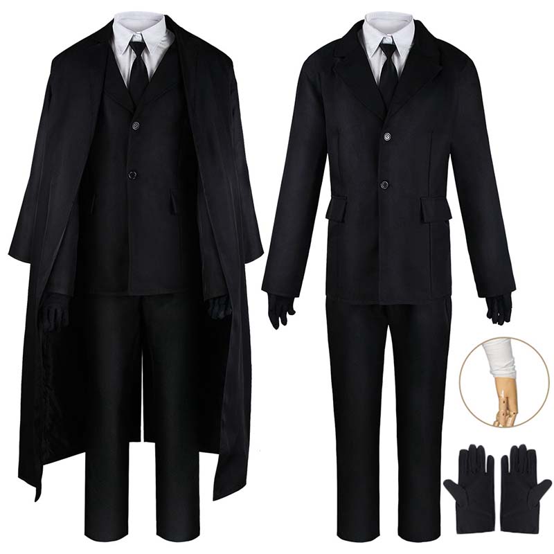Dazai Cosplay Costume Black Trench Jacket Pants Gloves Bandage Dazai Osamu Outfits Uniform Halloween Kostum For Anime Comic Con
