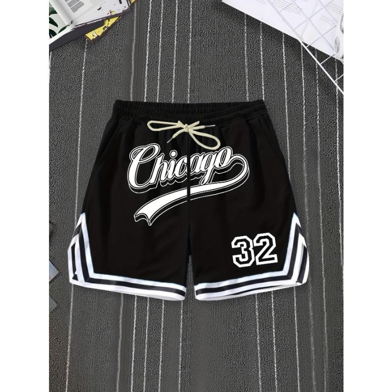 European and American trendy printed sports casual striped shorts