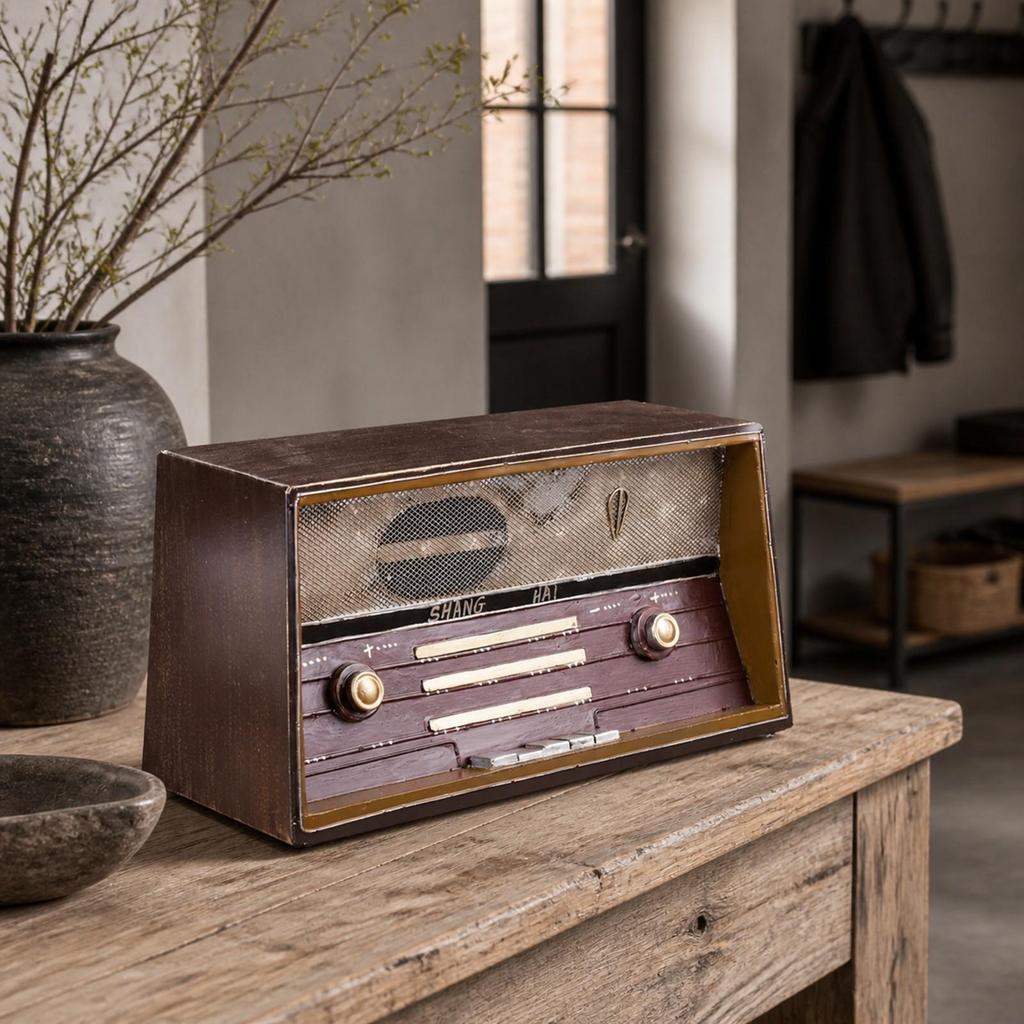 Decor Nostalgic Iron Decorative Radio with Speaker Grille for Rods