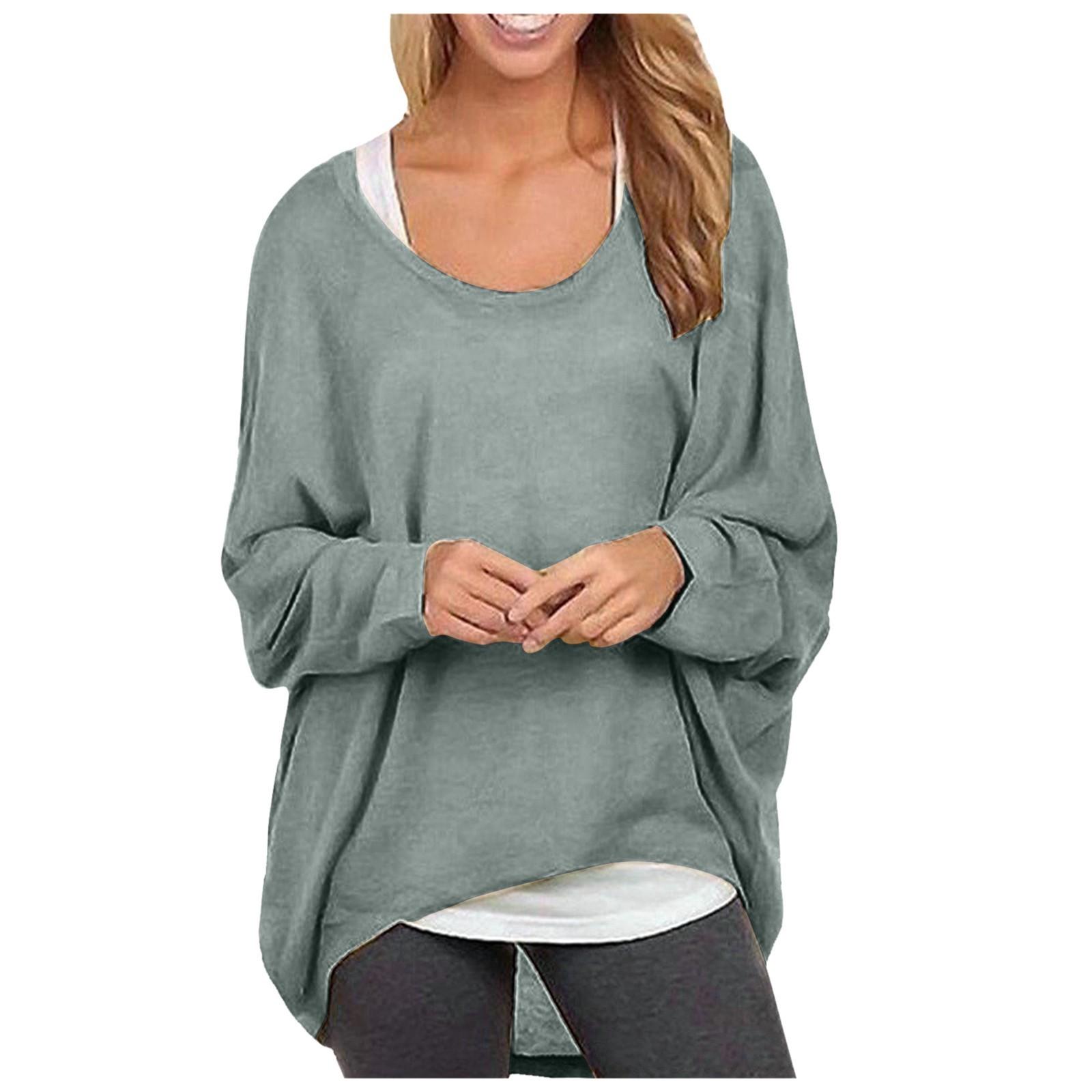 

Женская верхняя повседневная рубашка, негабаритная свободная футболка с длинными рукавами и открытыми плечами S