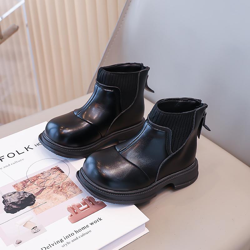 Girls Martin boots children's fashion single boots 2025 autumn new British style girls foreign style short boots soft-soled leather boots