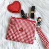Cute Cherry Plaid Makeup Bag Storage Bag Travel Packaging Small Bag Large Capacity Makeup Coin Wallet
