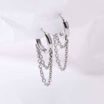 Pendientes de aro con borla de cadena de doble capa de color para mujer, estilo popular y moderno, joyería de moda para mujer.