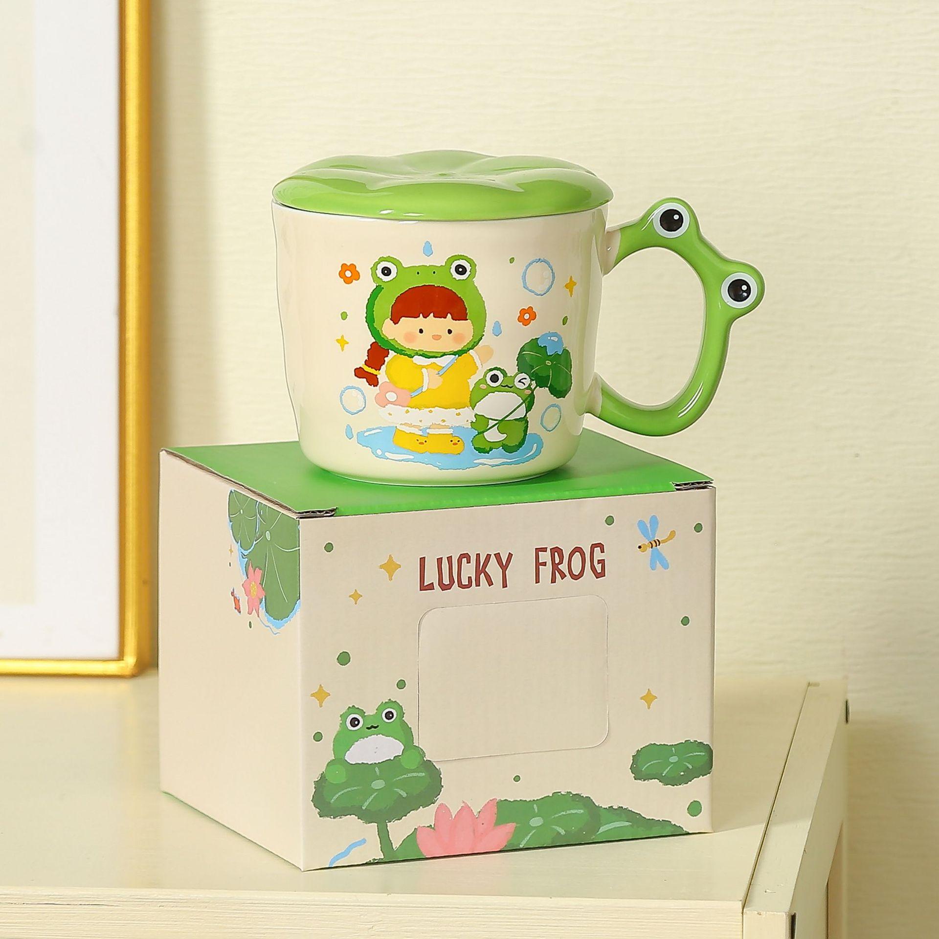 

Пара Мультяшная Керамическая Кружка с Крышкой и Ложкой Чашка Девушка Высококачественная Для Дома Офиса Завтрака Чашка для Воды Кофейная Кружка 401-500ml