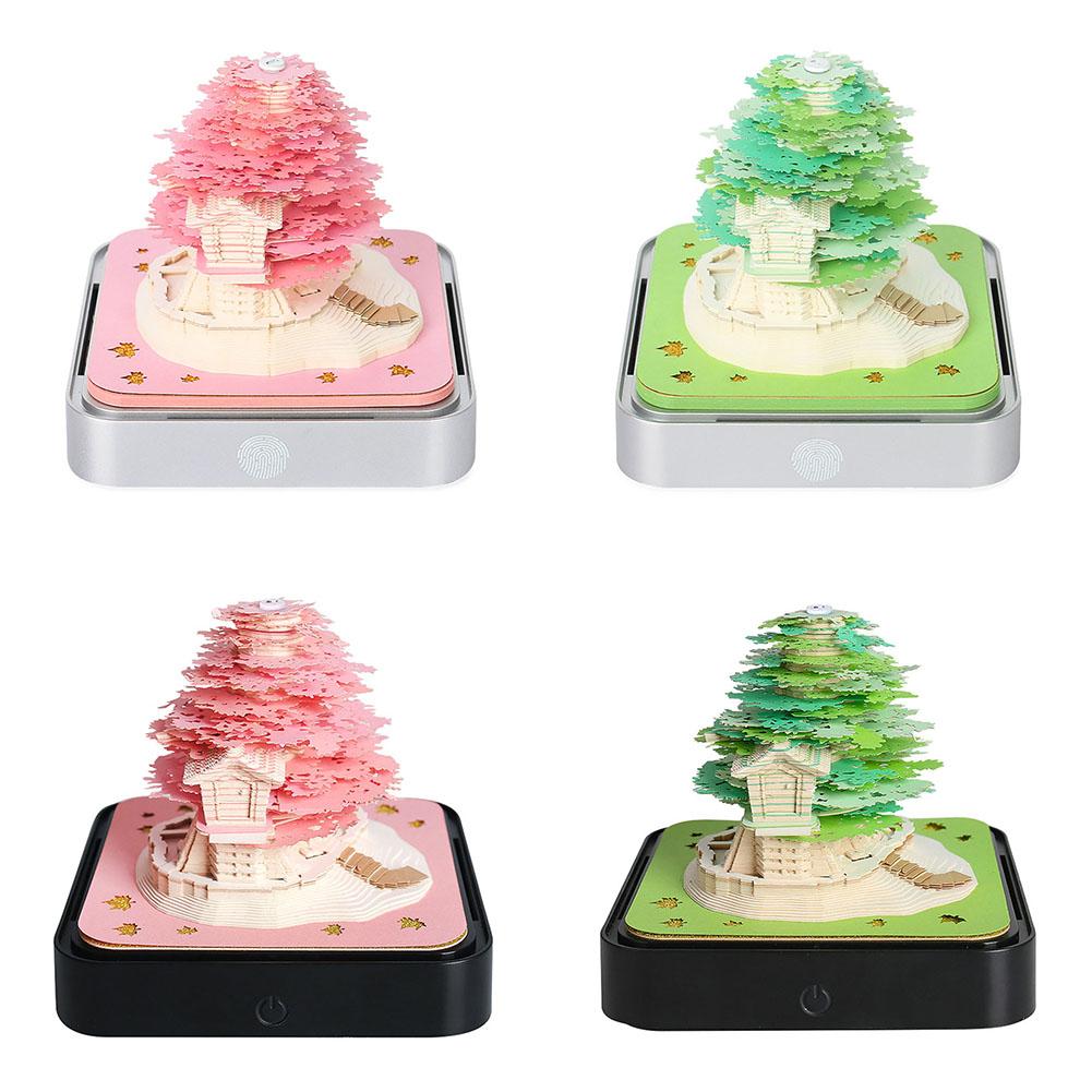 2026 Desk Calendar with Lights Art Calendar Sculpture Paper Carving Art Memo Pad for Christmas Housewarming Desktop Decoration