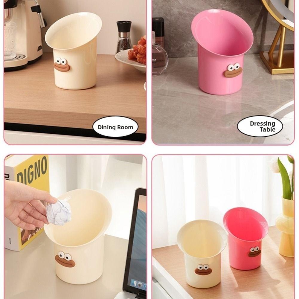 Cute Desktop Trash Can Large Caliber Paper Basket Multifunctional Rubbish Bin  Living Room