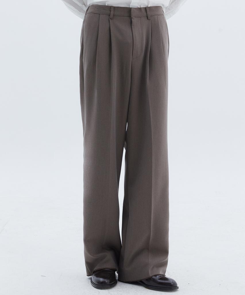 TRIP LE SENS Light Double-Pleated Wide Slacks _Black
