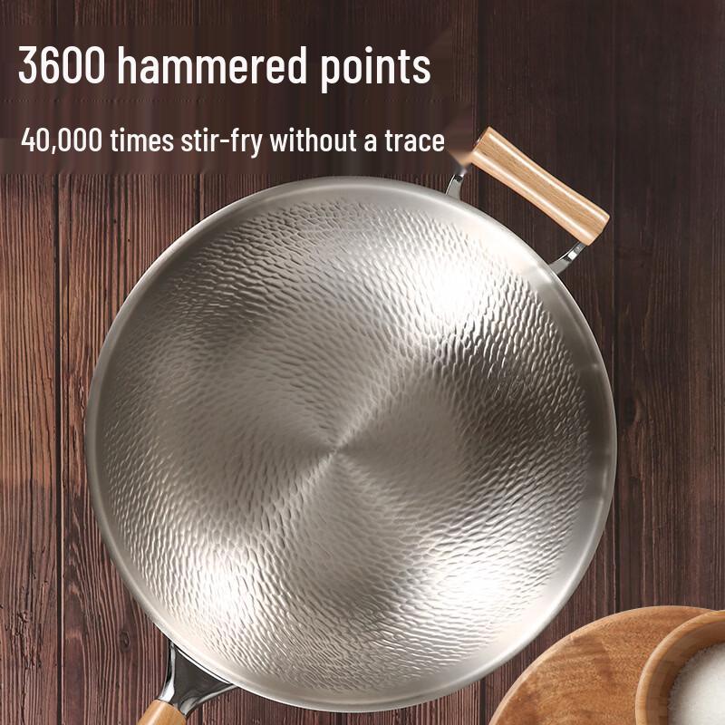Zhishi 304 Stainless Steel Hammered Wok