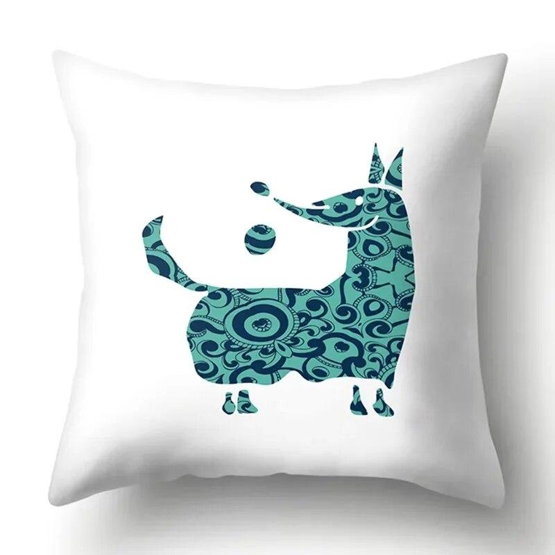 Simple Plaid Animal Pillowcase Puppy Cat Giraffe Pillowcase Children's Room Home Decoration Living Room Sofa Cushion Cover