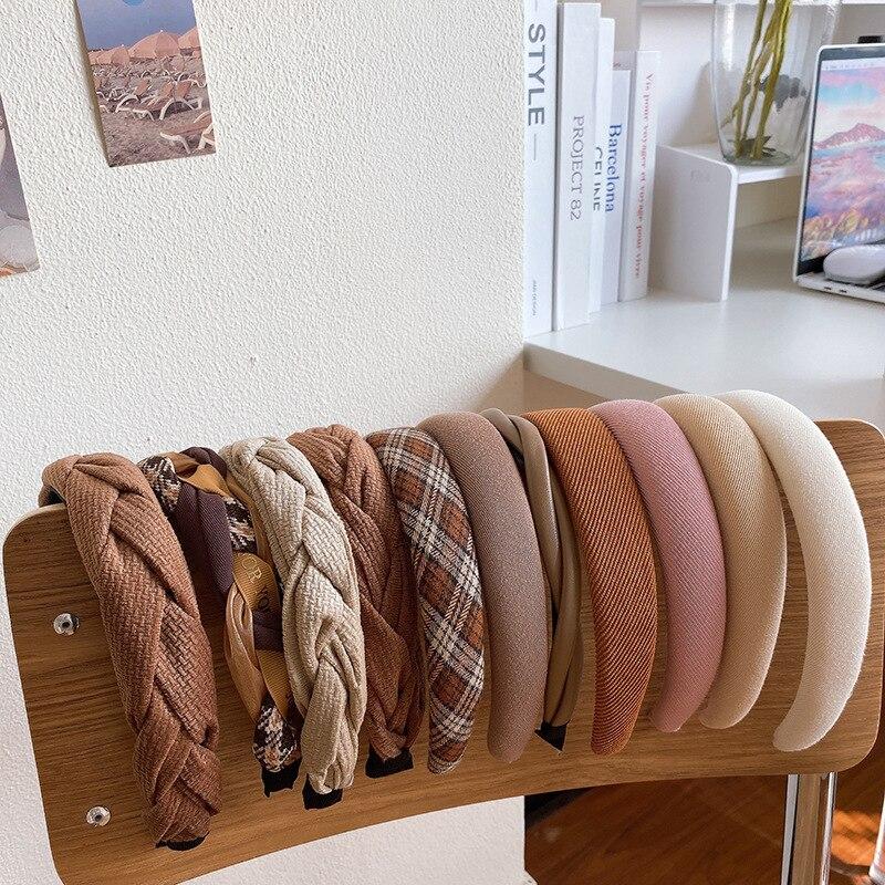 Νέες κορεάτικες γυναικείες φαρδιές κορδέλες κεφαλής Vintage Απλή στάμπα για τα μαλλιά με κρίκο με γραβάτα Scrunchies Αξεσουάρ κεφαλής για γυναίκες για κορίτσια