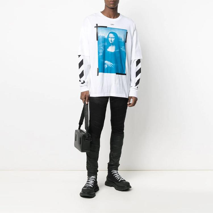 Off-White Ss21 Pattern Print Long-Sleeve T-Shirt Men Tops White OMAB022R21JER0010110