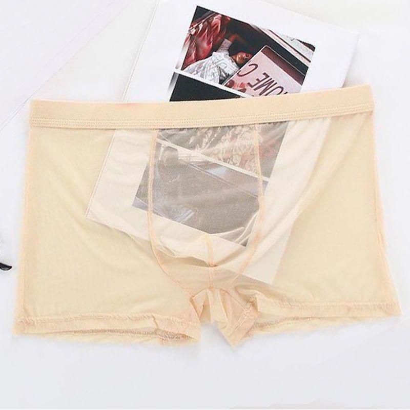 Heren Ice Silk Mesh Vierkante Pijp Slip - Transparant, Sexy, Grote Maten
