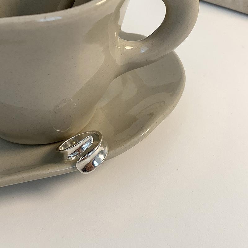 Korean Style Geometric Pearl Ring - Adjustable Open Design for Women Open Adjustable