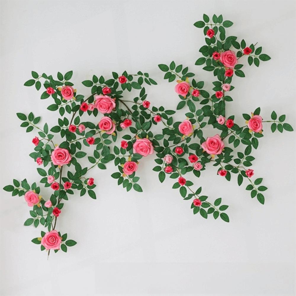 190cm Artificial Rose Vine Rattan Vine Hanging Rose Realistic Silk Flowers Rattan  Outdoor