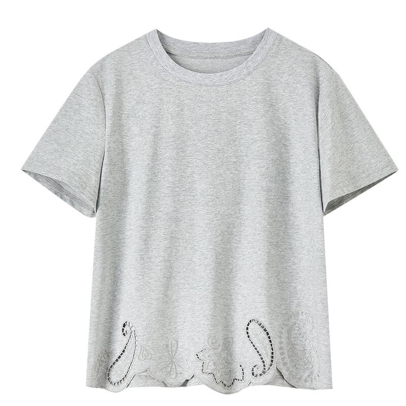 Women's Embroidered Round Neck Short Sleeve T-Shirt