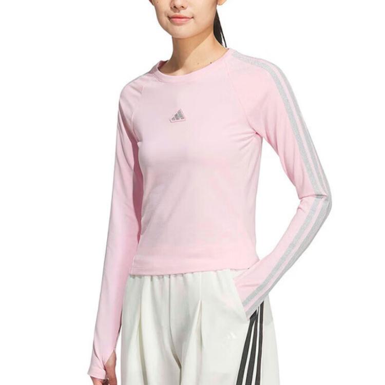 Adidas Three Stripe Crew Neck Long Sleeve T-Shirt Women tops KS0029