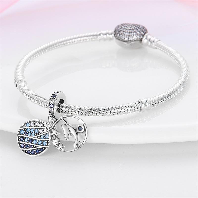 Sea Life Seahorse Whale Charm Charm Bead DIY Jewelry Bracelet Accessories 925 Silver