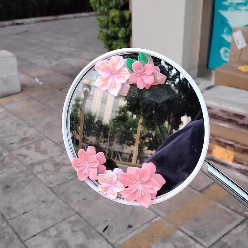 8/16/24/32Pcs 3D Cherry Blossom Car Sticker Covers Scratches Car Rear Decoration Ornament, Electric Car Diy Decoration Sticker