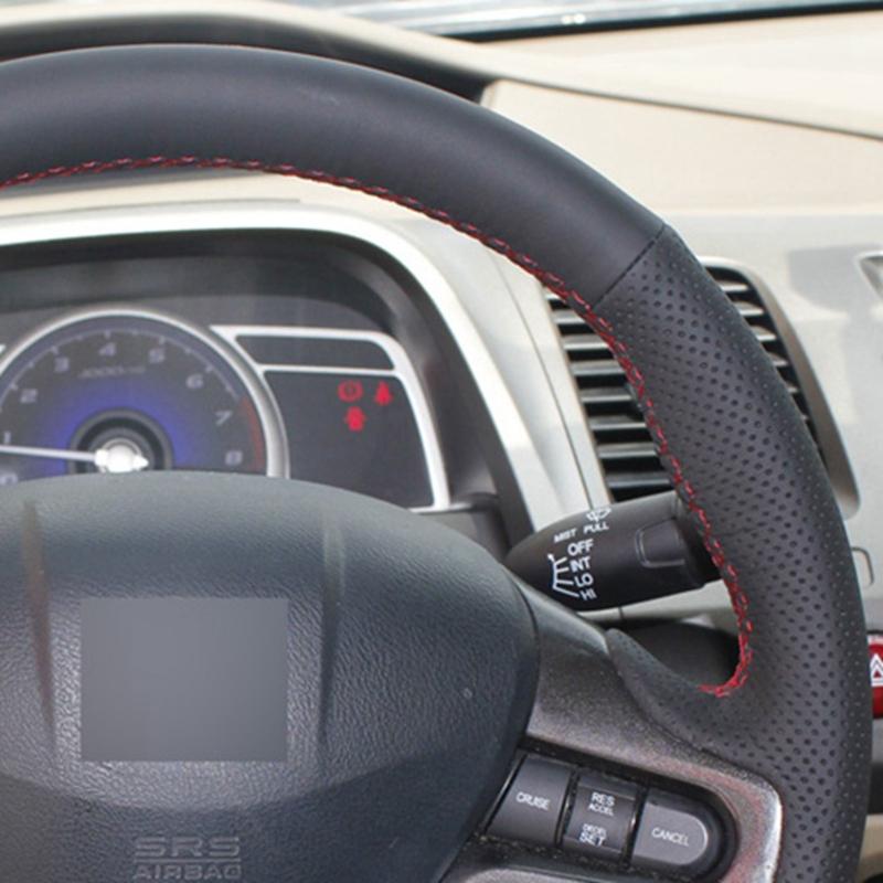 Anpassen DIY Micro Faser Leder Auto Lenkrad Abdeckung Für Honda Civic Civic 8 2006 2007 2008 (2-Speichen) Autoinnenraum