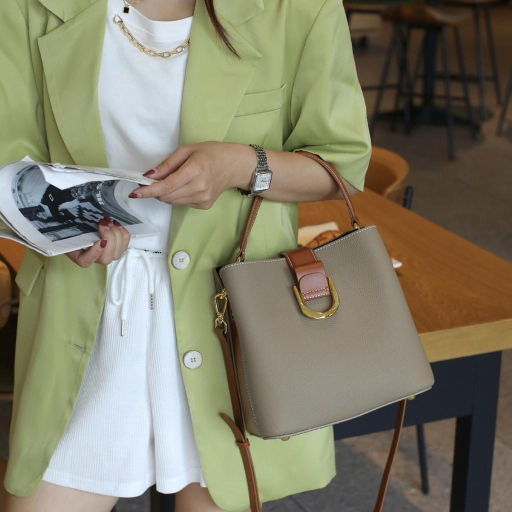 Torby damskie ze skóry bydlęcej, Torby damskie crossbody na jedno ramię, Modne o dużej pojemności, Torby typu bucket z miękkiej skóry o dużej pojemności