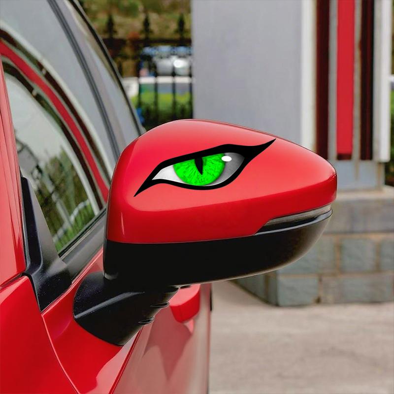 Car Sticker 3D Glossy Green Eye Car Sticker - For Rearview Side Mirror, Eye-catching Animal Eye Design Decal