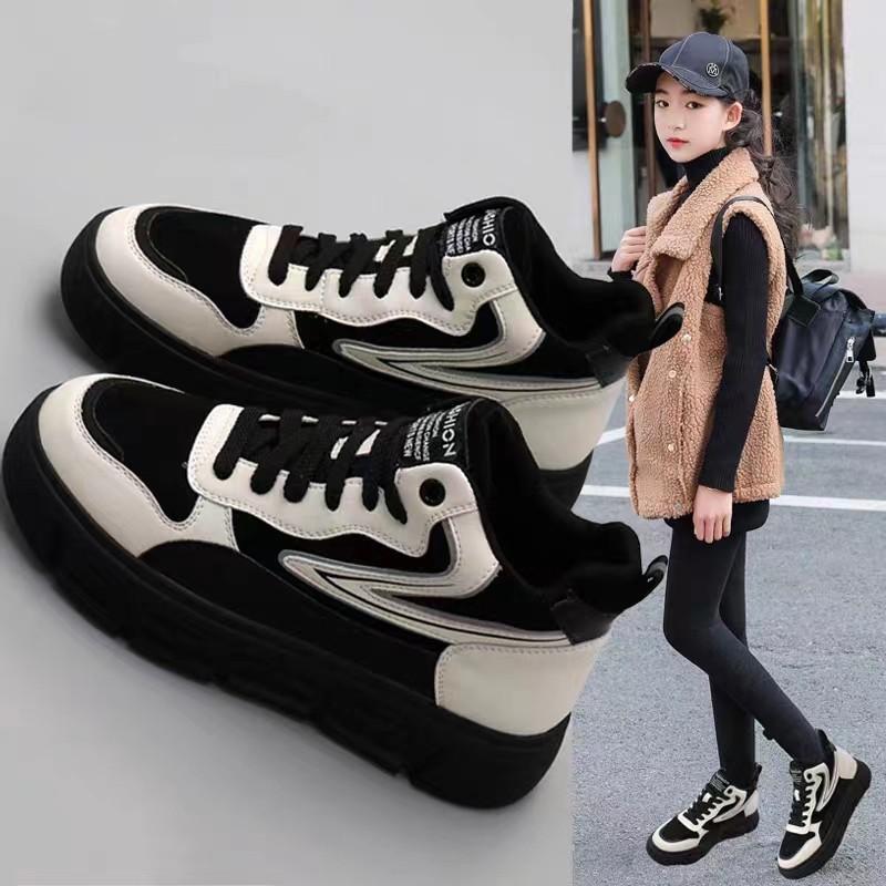 

Модная обувь для женщин, Модные теплые спортивные туфли из флиса, Нескользящие ретро туфли-хлеб из овечьей шерсти, Повседневные кеды 38 чёрный