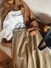 Women's Spring Khaki Wide-Leg Pants with High-End Japanese & Korean Style - Loose, Draped, and Casual