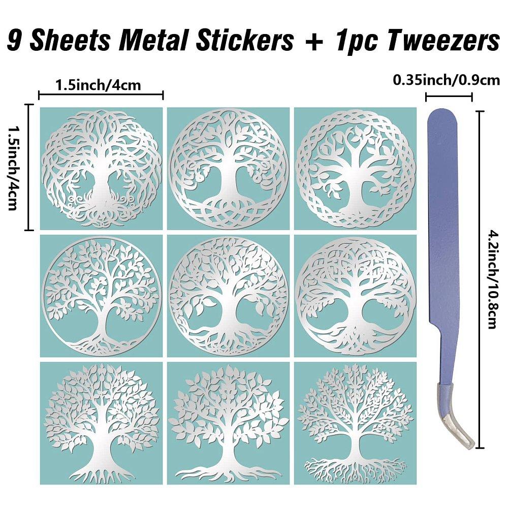 Nickel Metal Waterproof Self-Adhesive Picture Stickers Round Dot Cartoon Decals for Kid's Art Craft Snake 40x40mm 9 sheet/set