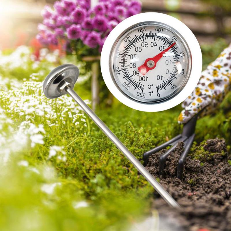 Stainless Steel Soil Thermometer 127mm Stem EasytoRead 27mm Dial Display 0100 Degrees Celsius Range Soil Temperature Thermome