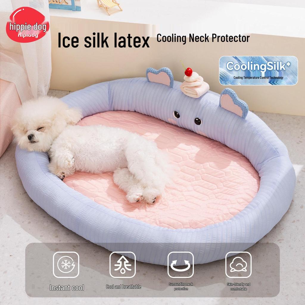 Nid de Refroidissement d'Été Happy Dog: Tapis de lit en soie glacée pour petits chiens et chats