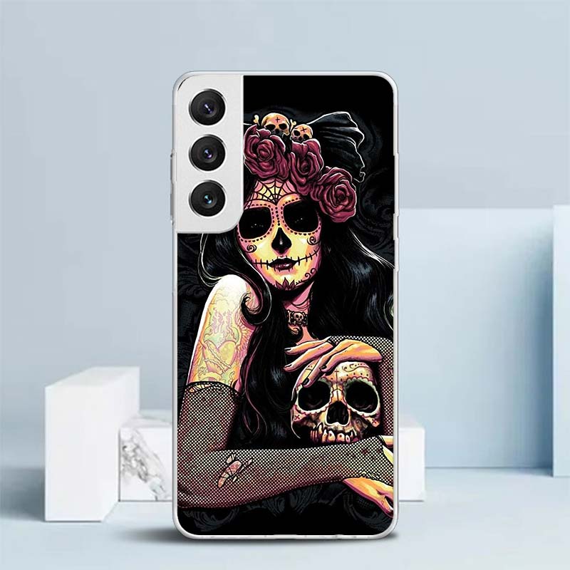 Catrina Beautiful Rose Girl Skull Soft Cover for Samsung Galaxy S25 Edge S26 S24 S23 Ultra Phone Case S22 S21 Plus S20 FE Print