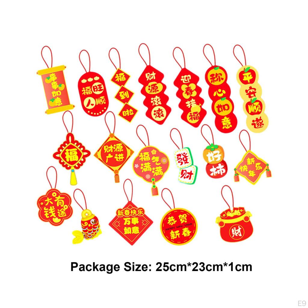 18 Pieces Year Pendants Chinese Hanging Decorations Festival Door Sign Traditional