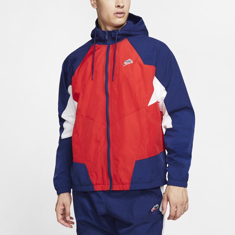 Nike Sportswear Heritage Windrunner Men's Hooded Woven Jacket Red Blue CJ4359-657