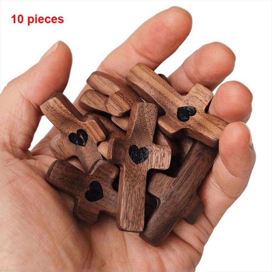 1-10Pcs Wooden Cross Decorations, Cross Fidget for Anxiety Relief, Multi-functional Spiritual Symbols for Home and Office