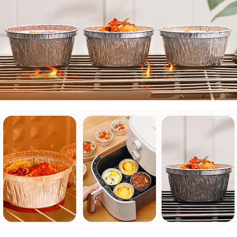 

20Pcs Air Fryer Aluminum Foil Cake Cups Microwave Foil Tin Steamer Mats Aluminum Foil Bbq Food Tray Container Baking Molds 20pcs