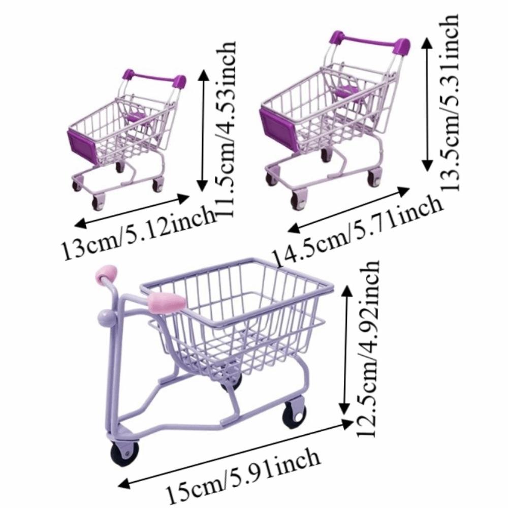 Model Shopping Cart Storage Hollow Toy Trolley Container Desktop Stationery Holder Girls