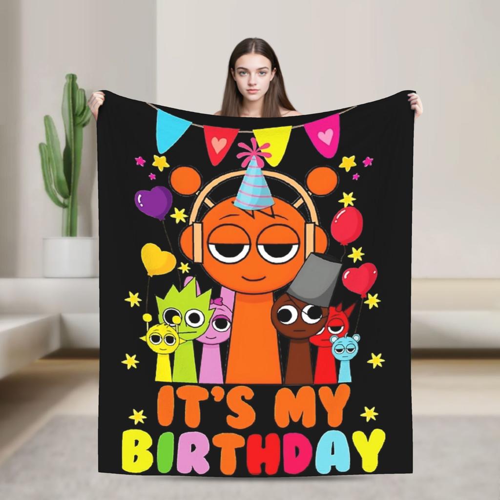 Sprunkies Kids Characters Sprunki Blankets Flannel Printed  Breathable Ultra-Soft Throw Blanket for Bed Office Rug Piece