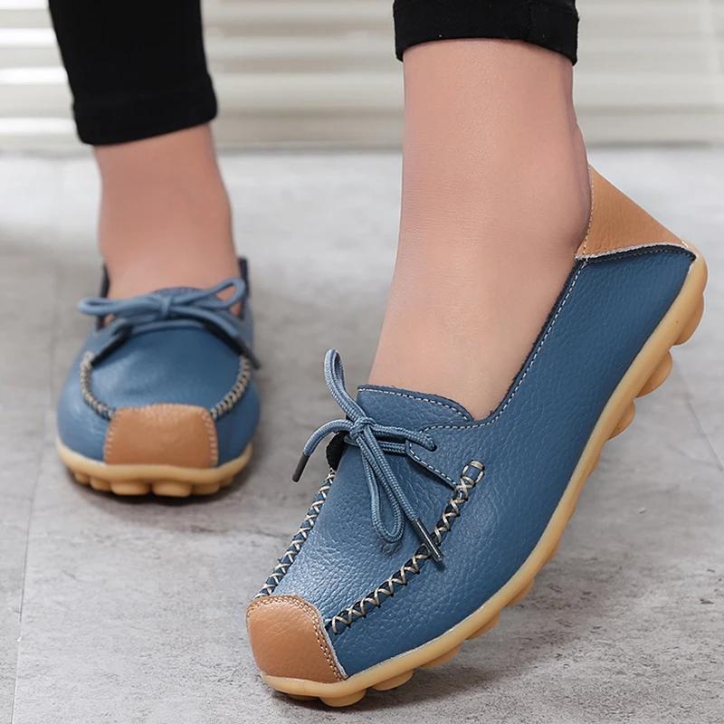 

2022 Женские повседневные лоферы на плоской подошве, мокасины на платформе, женские кожаные лоферы со шнуровкой, женская обувь, женская обувь на плоской подошве, большие размеры