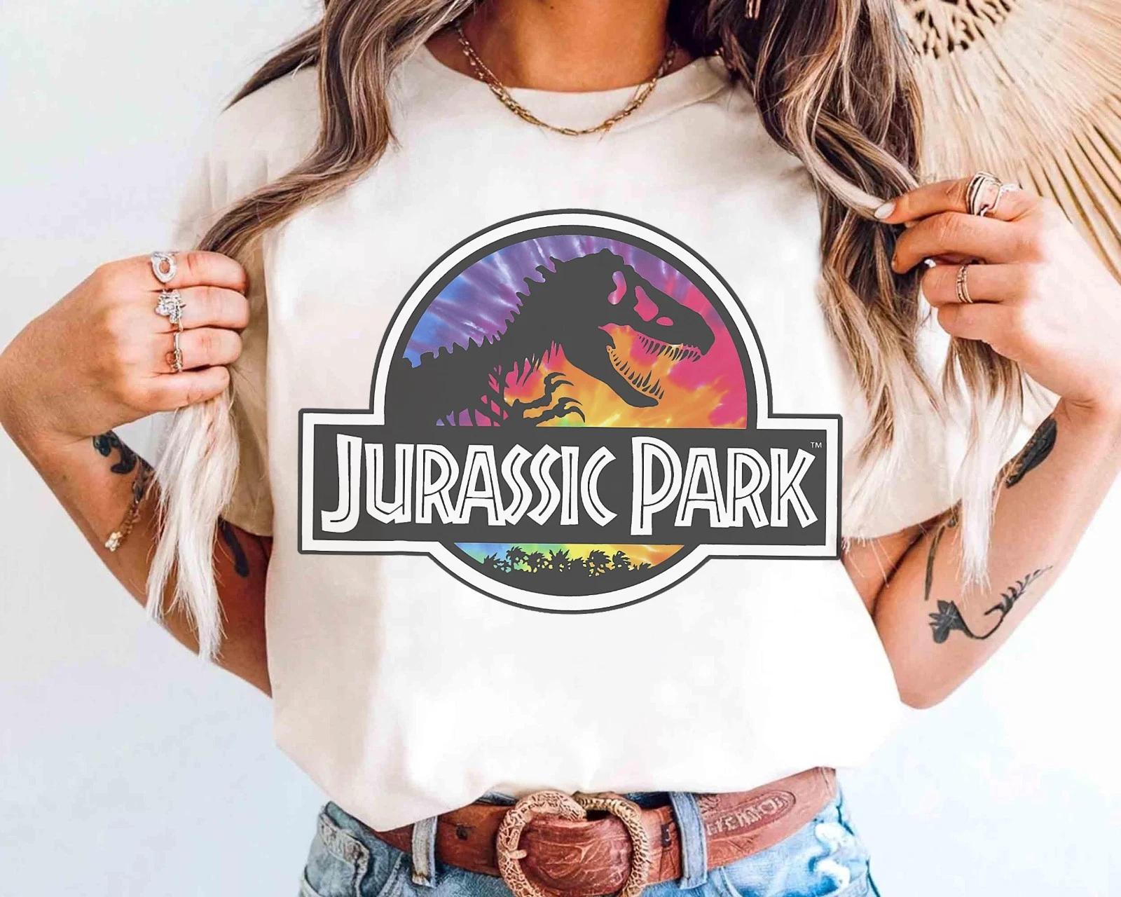Jurassic Park Classic Logo Tie Dye 100% Cotton T-shirt Mens Tees Top Unisex Tee L