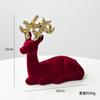 Christmas Reindeer Desktop Ornament Christmas Tree Decor Hanging Accessory Glittering Burgundy Flocked Deer Pendant Decoration