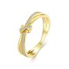 Elegant European & American Style S925 Sterling Silver Knot Ring with Micro-paved Zircon - Simple, High-end Fashion for Women.
