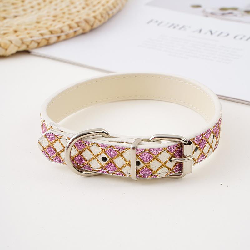

Нашийник для домашніх тварин для маленьких великих собак Нашийники з PU шкіри Регульований пледовий нашийник зі стразами для собак Аксесуари Товари для тварин Щеня 36-46cm фіолетовий