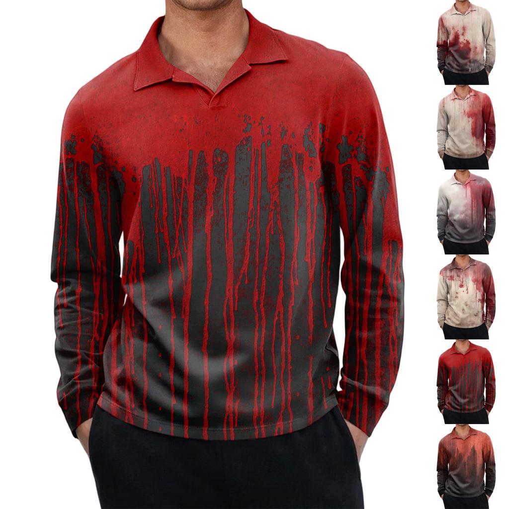 Men's Casual Retro Small V-neck Long-sleeved Top