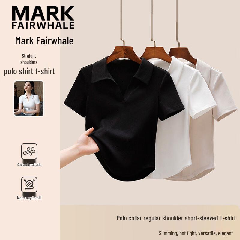 MARK FAIRWHALE Women s Slim Fit Cropped Polo Shirt XL