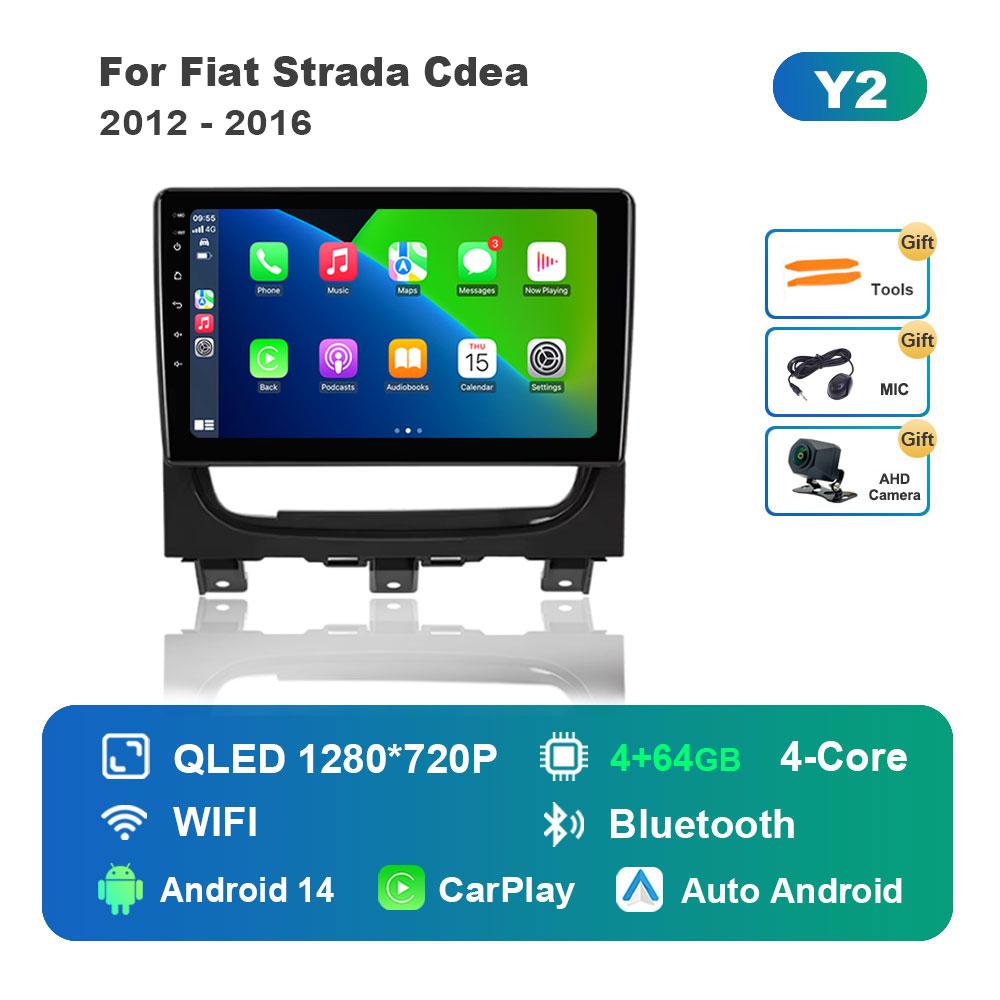 for Fiat Strada Cdea 2012 - 2016 Car Radio Multimedia Player Android 14 Intelligent System BT 4G DSP Stereo WiFi Auto Tools
