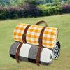 Coperta da Picnic a Tre Strati Manico in Ecopelle Impermeabile Portatile Ispessita Multiuso Invernale Calda a Quadri